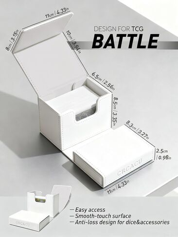 Card Deck Box for Trading Cards Battle Fits 60+ Double-Sleeved Cards anti-loss design for Dice tray and Accessories (black) in Saudi Arabia