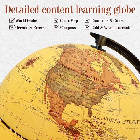 8'' Illuminated Globe with Animals & Landmarks, Educational World Globe for Kids | Earth Political Map, 360° Spinning Children’s Globes with LED Night Light – STEM Toy Gift for Home & Classroom in Kuwait