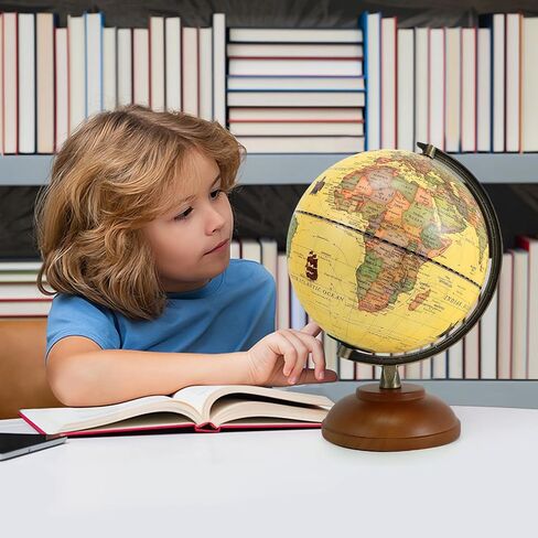 8'' Illuminated Globe with Animals & Landmarks, Educational World Globe for Kids | Earth Political Map, 360° Spinning Children’s Globes with LED Night Light – STEM Toy Gift for Home & Classroom in Kuwait