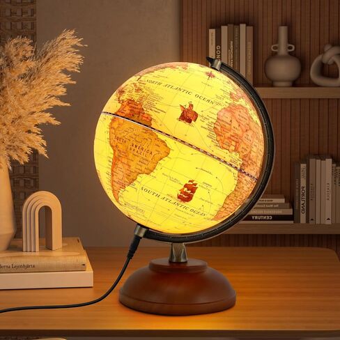 8'' Illuminated Globe with Animals & Landmarks, Educational World Globe for Kids | Earth Political Map, 360° Spinning Children’s Globes with LED Night Light – STEM Toy Gift for Home & Classroom in Kuwait