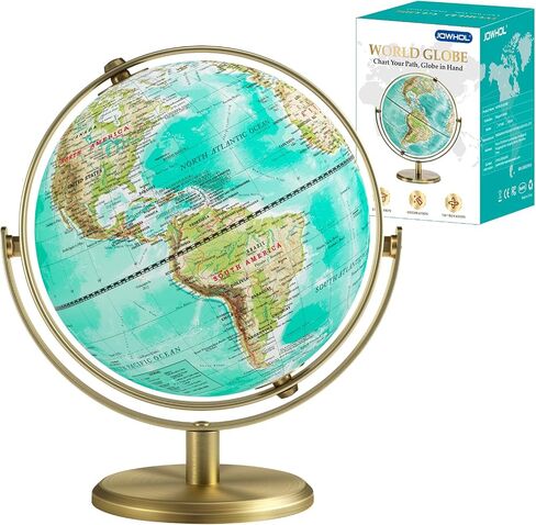 8'' Illuminated Globe with Animals & Landmarks, Educational World Globe for Kids | Earth Political Map, 360° Spinning Children’s Globes with LED Night Light – STEM Toy Gift for Home & Classroom in Kuwait
