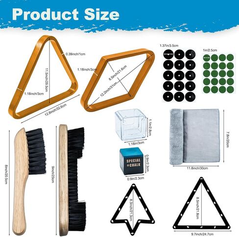 23 Pcs Wooden Pool Triangle Rack, Pool Table Accessories with Pool Table Brush for Felt, 2-1/4" Pool Ball Holder, Billiard Magic Ball Rack Billiard Accessories (Wine Red) in Kuwait