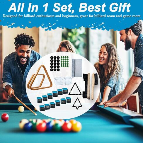 23 Pcs Wooden Pool Triangle Rack, Pool Table Accessories with Pool Table Brush for Felt, 2-1/4" Pool Ball Holder, Billiard Magic Ball Rack Billiard Accessories (Wine Red) in Kuwait
