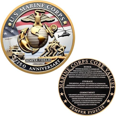 Navy Marine Corps 250 Coins الذكرى المعدنية ، العملات المعدنية التحدي العسكرية- الهدية المعدنية المعدنية القابلة للتحصيل القابلة للتحصيل ، 1.77 بوصة in Kuwait