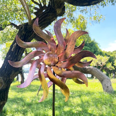 360 Degree Metal Wind Spinner - Classical Willow Leaves Design for Patio, Lawn & Garden Decor in Saudi Arabia