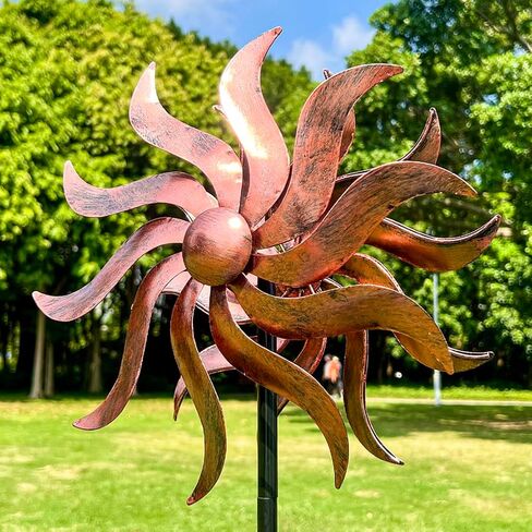 360 Degree Metal Wind Spinner - Classical Willow Leaves Design for Patio, Lawn & Garden Decor in Saudi Arabia