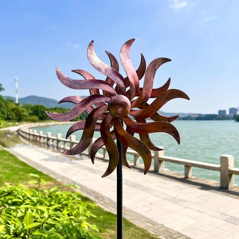 360 Degree Metal Wind Spinner - Classical Willow Leaves Design for Patio, Lawn & Garden Decor in Saudi Arabia
