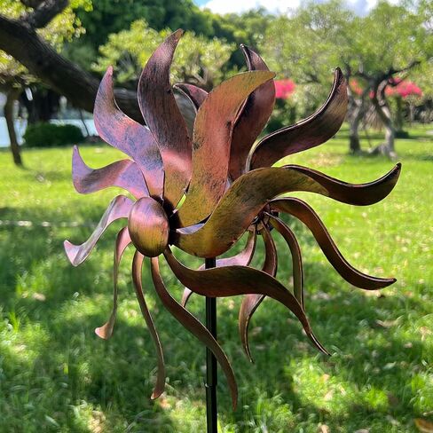 360 Degree Metal Wind Spinner - Classical Willow Leaves Design for Patio, Lawn & Garden Decor in Saudi Arabia