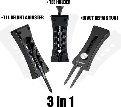 Golf Divot Tool Pack Multifunctional Tool Pack ، أداة ضبط ارتفاع تي شيرت ، علامة الكرة وحامل الجلود ، مجموعة إصلاح ألياف الكربون الممتازة المصنوعة من Pitchfork [Camo] in Kuwait