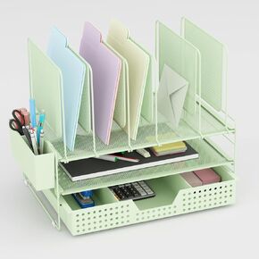 Desk Organizer, Office Organization with Vertical File Holder, File Organizer with Drawer and Pen Holder, Desk Accessories and Workspace Organizers for Home Office (Black) in Kuwait