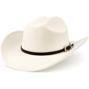 Zylioo Plus Size Felt Cowboy Hats,2XL/XL/L/M/S/XS Western Fedora Hat Warm,Multi Size Wide Brim Cowgirl Hat for Man Woman in Kuwait