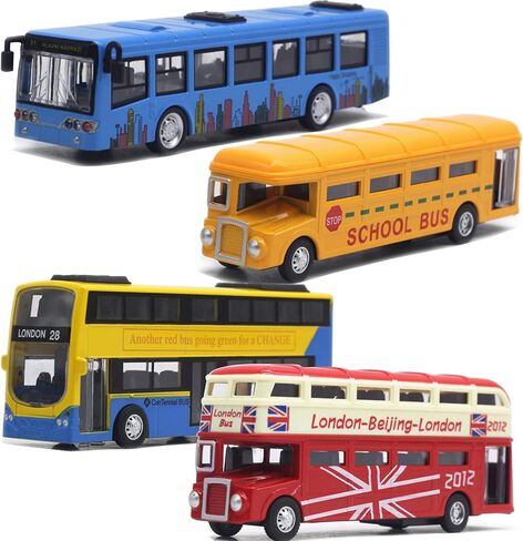 OTONOPI City Bus Toy for Kids, 1:64 Scale Die Cast Metal Pull Back Vehicles, Model Cars Toys Educational Gift 3 Pack, Friction Powered Cars Play Toys for Kids Boys Girls Ages 3 up in Kuwait