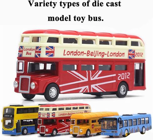 OTONOPI City Bus Toy for Kids, 1:64 Scale Die Cast Metal Pull Back Vehicles, Model Cars Toys Educational Gift 3 Pack, Friction Powered Cars Play Toys for Kids Boys Girls Ages 3 up in Kuwait