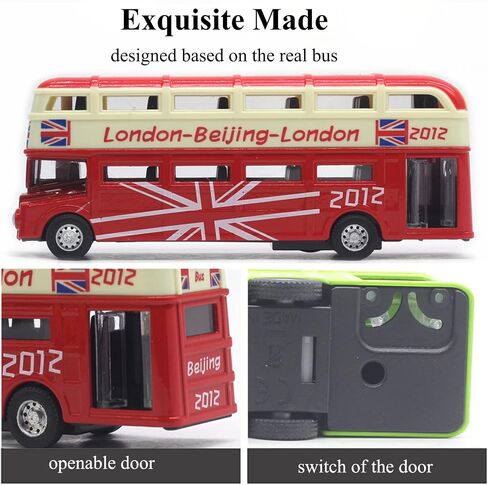 OTONOPI City Bus Toy for Kids, 1:64 Scale Die Cast Metal Pull Back Vehicles, Model Cars Toys Educational Gift 3 Pack, Friction Powered Cars Play Toys for Kids Boys Girls Ages 3 up in Kuwait