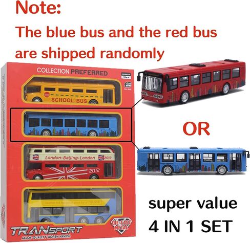 OTONOPI City Bus Toy for Kids, 1:64 Scale Die Cast Metal Pull Back Vehicles, Model Cars Toys Educational Gift 3 Pack, Friction Powered Cars Play Toys for Kids Boys Girls Ages 3 up in Kuwait