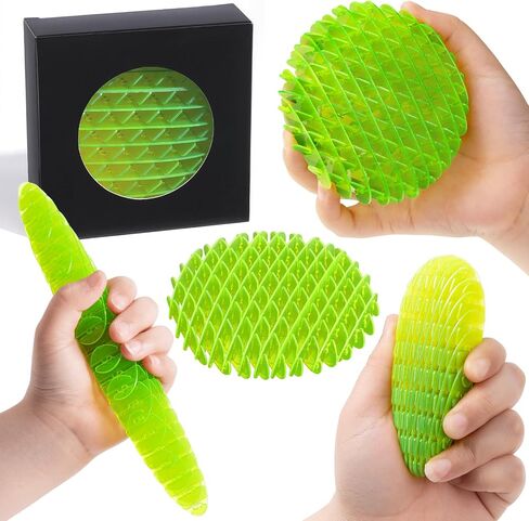 Fidget Worm: Fidget Toys Adults | 3-pack Sensory Toys for Kids & Teens | Quiet Fidgets,Small Anxiety Stress Relief Toy, Fidget Toy，Desk Fidgets for Autistic & Adhd Adults(Rainbow,Green,Blue) in Kuwait