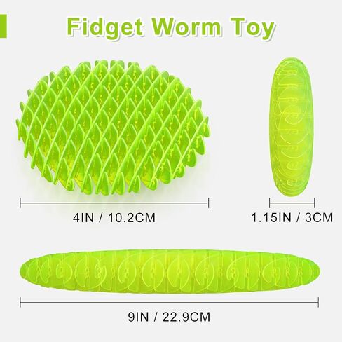 Fidget Worm: Fidget Toys Adults | 3-pack Sensory Toys for Kids & Teens | Quiet Fidgets,Small Anxiety Stress Relief Toy, Fidget Toy，Desk Fidgets for Autistic & Adhd Adults(Rainbow,Green,Blue) in Kuwait