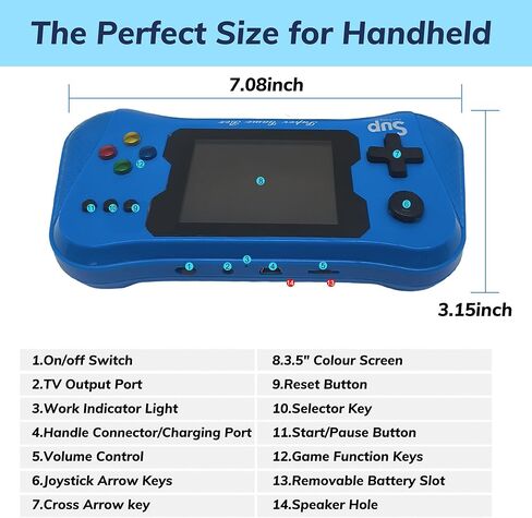 لعبة محمولة للأطفال - ألعاب فيديو Retro Retro المحمولة مسبقًا ، مشغل ألعاب فيديو محمول - مشغل ألعاب محمول مع بطارية قابلة للشحن ميني أركيد هدايا إلكترونية للأولاد يعملون مع التلفزيون in Kuwait