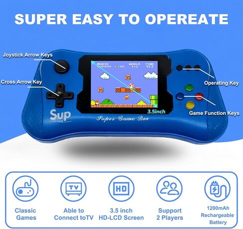 لعبة محمولة للأطفال - ألعاب فيديو Retro Retro المحمولة مسبقًا ، مشغل ألعاب فيديو محمول - مشغل ألعاب محمول مع بطارية قابلة للشحن ميني أركيد هدايا إلكترونية للأولاد يعملون مع التلفزيون in Kuwait