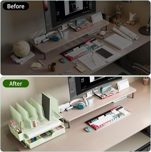 منظم المكتب ، منظمة مكتبية مع حامل ملفات عمودي ، منظم ملفات مع حامل درج وقلم ، وملحقات مكتب ومنظمي مساحة العمل للمكتب المنزلي (أسود) in Kuwait