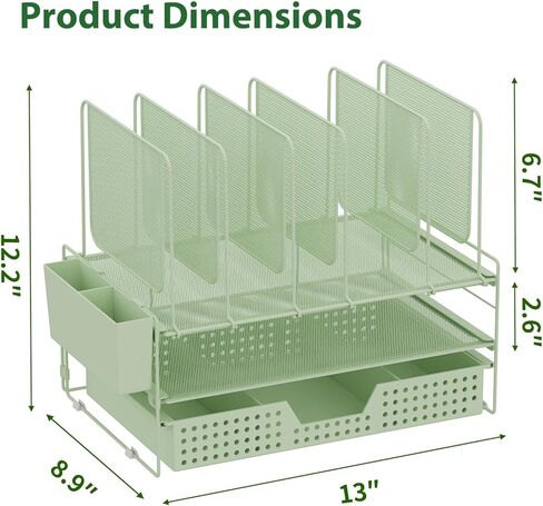 منظم المكتب ، منظمة مكتبية مع حامل ملفات عمودي ، منظم ملفات مع حامل درج وقلم ، وملحقات مكتب ومنظمي مساحة العمل للمكتب المنزلي (أسود) in Kuwait