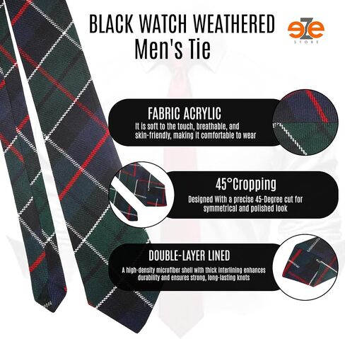 Neck Ties for Men, Tartan kilt Check Tie, Scottish Highland Tartan Neckties, Acrylic Clan Wool Men Ties in Saudi Arabia