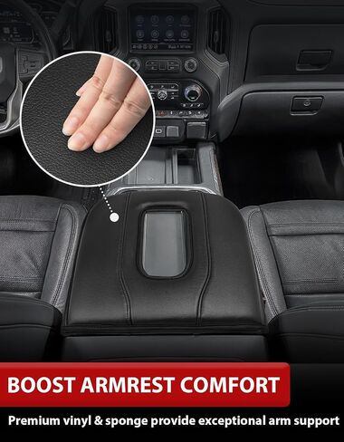 KBH Center Censole Console Cushion Coushion لـ GMC Sierra & Chevy Silverado 2019-2025 ، Tahoe & Suburban & Yukon 2021-2025 ، مقعد دلو ، واقي كامل ، ومكافحة ، وسبق ، أسود in Saudi Arabia