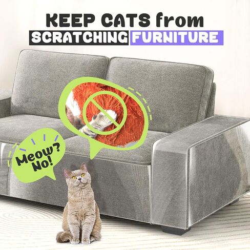 Iridescent Cat Scratch Furniture Protector, 160" x 12.4" Clear Couch Protector from Cat Claws, Thickened Self-Adhesive Cats Couch Protector for Furniture, Sofa, Door in Kuwait