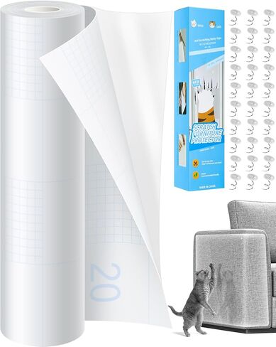 Anti Cat Scratch Furniture Protector,Clear Self-Adhesive Furniture Protectors for Apply Scratching Deterrent and Shield for Sofa Corners, Walls, Doors with 30 Twist Pins(118in x 7.9in) in Kuwait