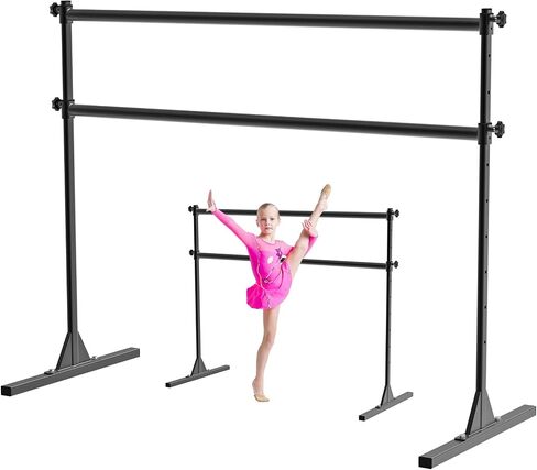 4FT/5FT/6FT Height Adjustable Freestanding Ballet Barre with Fabric Sleeve Portable Double Ballet Bar 350 lbs Capacity Heavy Duty Dance Barre for Home Workout, Stretch in Saudi Arabia