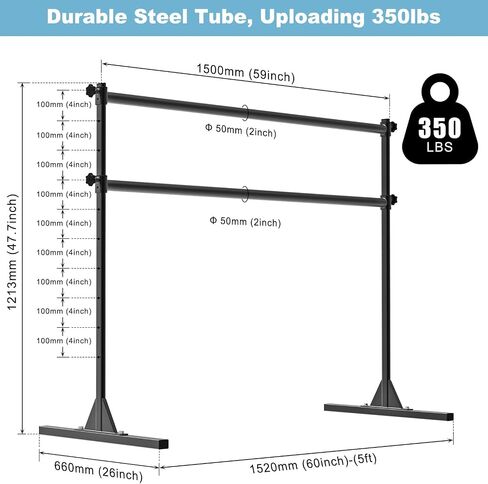 4FT/5FT/6FT Height Adjustable Freestanding Ballet Barre with Fabric Sleeve Portable Double Ballet Bar 350 lbs Capacity Heavy Duty Dance Barre for Home Workout, Stretch in Saudi Arabia