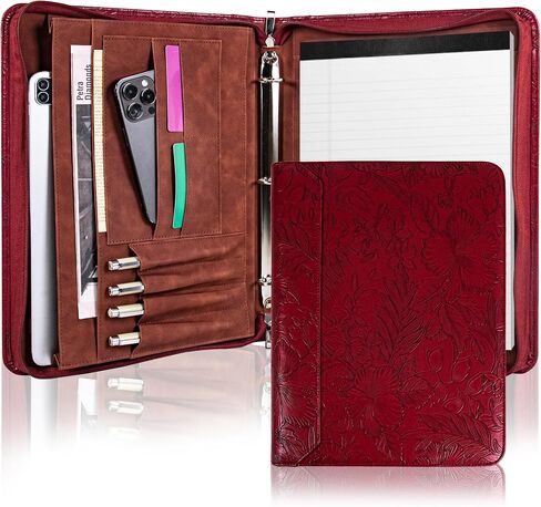 وردة الذهب padfolio ، محفظة سستة الموثق للنساء ، 3 رنين الموثق 1 بوصة ، مجلد Pu padfolio رفيع ، مخطط A4 مع جيب الكمبيوتر المحمول ، هدية للنساء والبنات in Kuwait