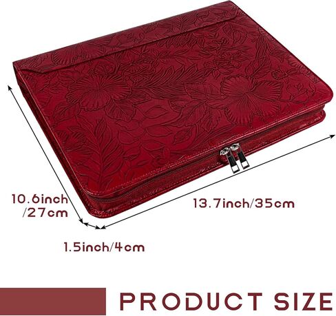 وردة الذهب padfolio ، محفظة سستة الموثق للنساء ، 3 رنين الموثق 1 بوصة ، مجلد Pu padfolio رفيع ، مخطط A4 مع جيب الكمبيوتر المحمول ، هدية للنساء والبنات in Kuwait