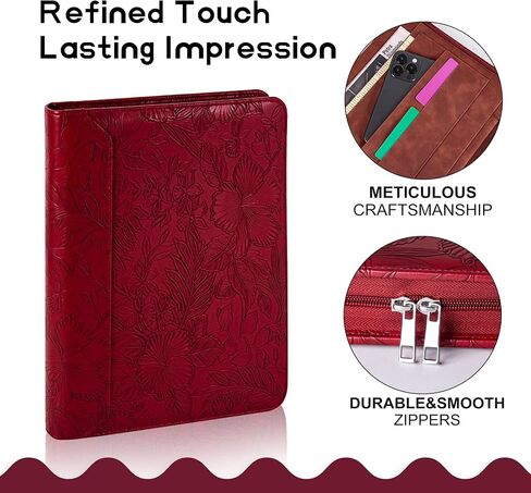 وردة الذهب padfolio ، محفظة سستة الموثق للنساء ، 3 رنين الموثق 1 بوصة ، مجلد Pu padfolio رفيع ، مخطط A4 مع جيب الكمبيوتر المحمول ، هدية للنساء والبنات in Kuwait