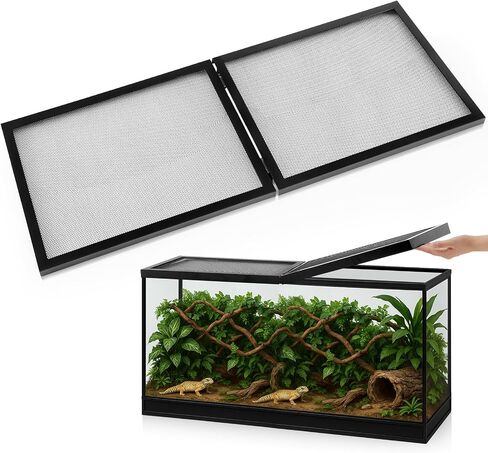 Landhoow 55 Gallon Screen Cover for Hinged Door Pet Reptile Terrarium Screen Cover Large Reptile Terrarium Fish Tank Lid with Center Hinge in Saudi Arabia