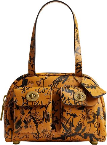 Coach Twin Turnlock Bag 20 in Loved Leather, 1Z/Black in Saudi Arabia