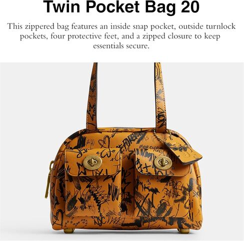 Coach Twin Turnlock Bag 20 in Loved Leather, 1Z/Black in Saudi Arabia