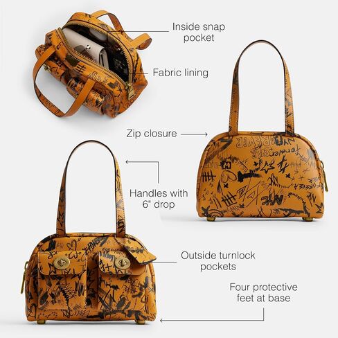 Coach Twin Turnlock Bag 20 in Loved Leather, 1Z/Black in Saudi Arabia