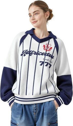 Aelfric Eden Vintage Stripe Sweater Sweater للجنسين الحظر رقم الرسم الرسمي ناعم دافئ عصري in Saudi Arabia