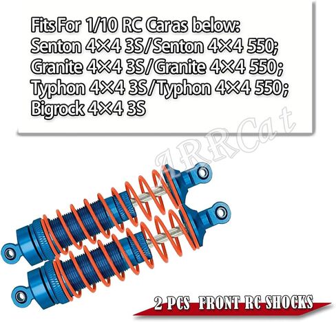 2PCS Front Shocks Upgrade Parts for 1/10 Arrma Bigrock 4X4 Granite Senton Vorteks Typhon RC Truck, Full Aluminum Big Bore Shock Hops Up, Replace AR330550 AR330551, Red in Saudi Arabia