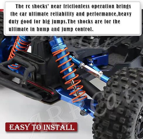2PCS Front Shocks Upgrade Parts for 1/10 Arrma Bigrock 4X4 Granite Senton Vorteks Typhon RC Truck, Full Aluminum Big Bore Shock Hops Up, Replace AR330550 AR330551, Red in Saudi Arabia