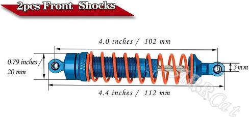 2PCS Front Shocks Upgrade Parts for 1/10 Arrma Bigrock 4X4 Granite Senton Vorteks Typhon RC Truck, Full Aluminum Big Bore Shock Hops Up, Replace AR330550 AR330551, Red in Saudi Arabia
