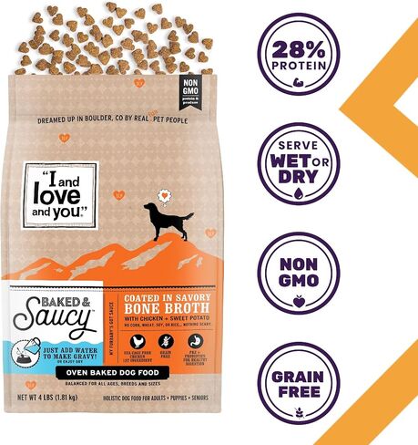 I and Love and You Baked and Saucy Dry Dog Food - Lamb + Sweet Potato - Prebiotic + Probiotic, Real Meat, Grain Free, No Fillers, 21lb Bag in Saudi Arabia