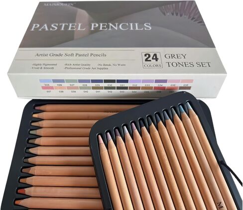 Soft Pastel Pencils 24 Colors Vibrant Drawing Pencil Set Professional Grade Pastels Art Supplies for Drawing Sketching Coloring (Brown) in Kuwait