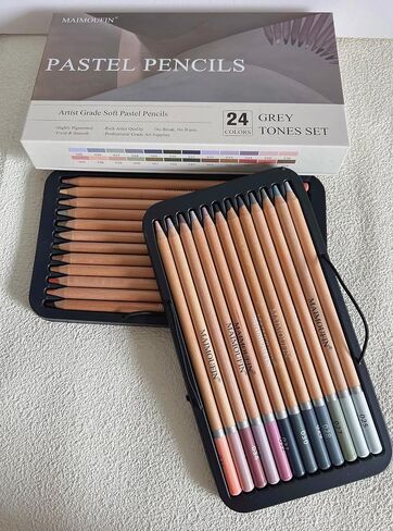 Soft Pastel Pencils 24 Colors Vibrant Drawing Pencil Set Professional Grade Pastels Art Supplies for Drawing Sketching Coloring (Brown) in Kuwait