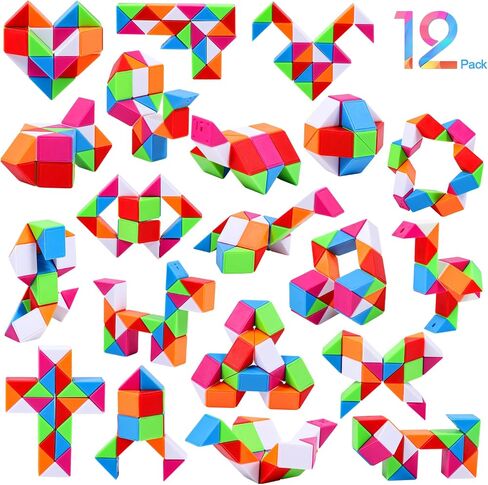 24 Pack Magic Snake Cube Toys for Kids - 24 Blocks Rainbow Twist Puzzle ، Forms Favors ، جوائز الفصول الدراسية ، حشو أكياس عيد ميلاد ، ألعاب حسية لتخفيف الإجهاد in Saudi Arabia
