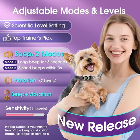 طوق لحاء الكلب ، طوق اللحاء الذكي للكلاب الصغيرة 5-15 رطل الكلاب الكبيرة المتوسطة ، ذوي الذكاء الذكري الفعال مع أوضاع الاهتزاز الصفير القابلة للتعديل وحساسية 7 ، جهاز مضاد تلقائي للكلب in Kuwait