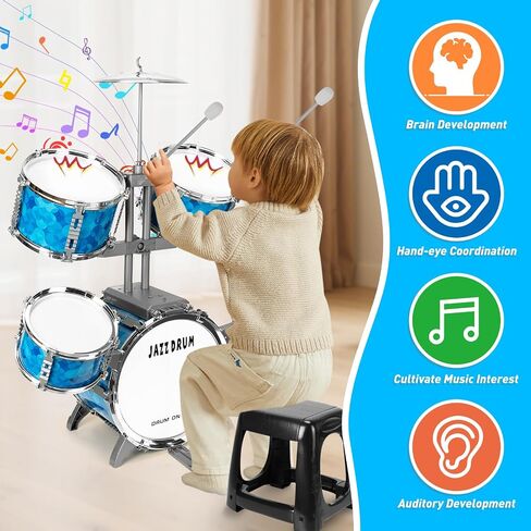 Drum Set for Toddlers 1-3 - Musical Toy Drums Set for Kids - 5 Drums Musical Instruments Toys for 3 4 Year Old Brithday Ages 3-5 in Kuwait