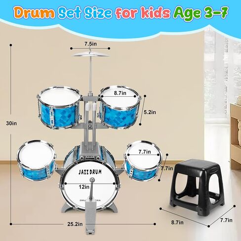 Drum Set for Toddlers 1-3 - Musical Toy Drums Set for Kids - 5 Drums Musical Instruments Toys for 3 4 Year Old Brithday Ages 3-5 in Kuwait