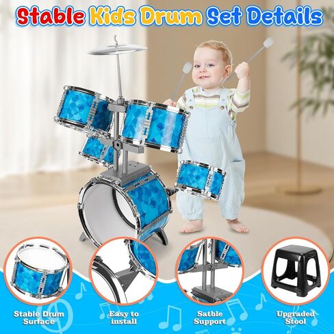 Drum Set for Toddlers 1-3 - Musical Toy Drums Set for Kids - 5 Drums Musical Instruments Toys for 3 4 Year Old Brithday Ages 3-5 in Kuwait